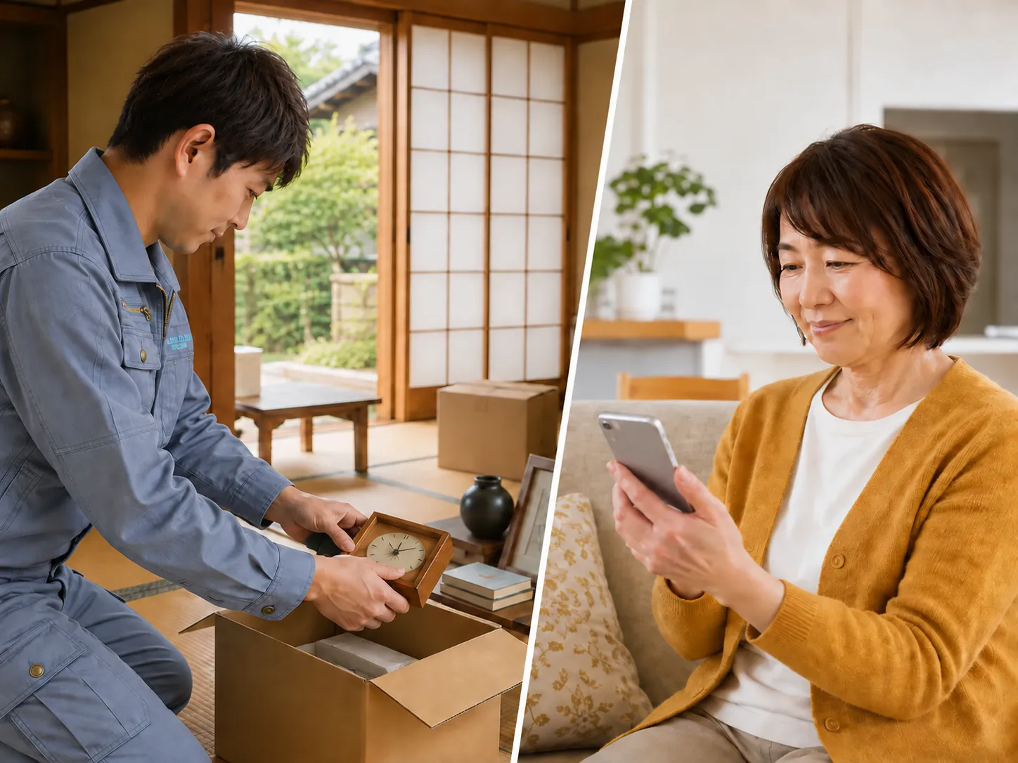 遠方から住まいの片付けを相談するイメージ